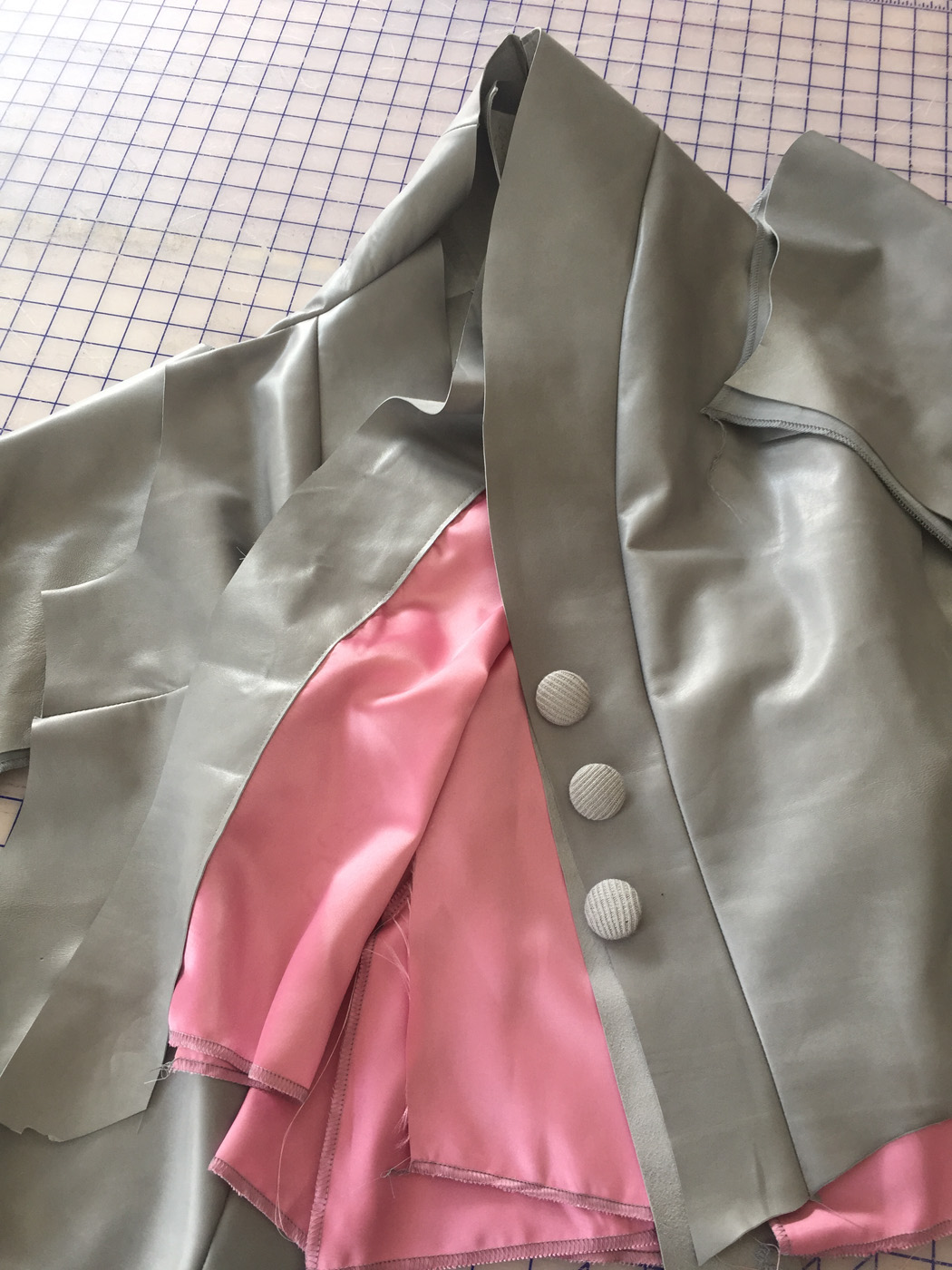 A work in progress: Stina Sayre's jacket, inspired by a jacket (and its buttons) at the Martha's Vineyard Museum. –Courtesy Stina Sayre/The MV Museum