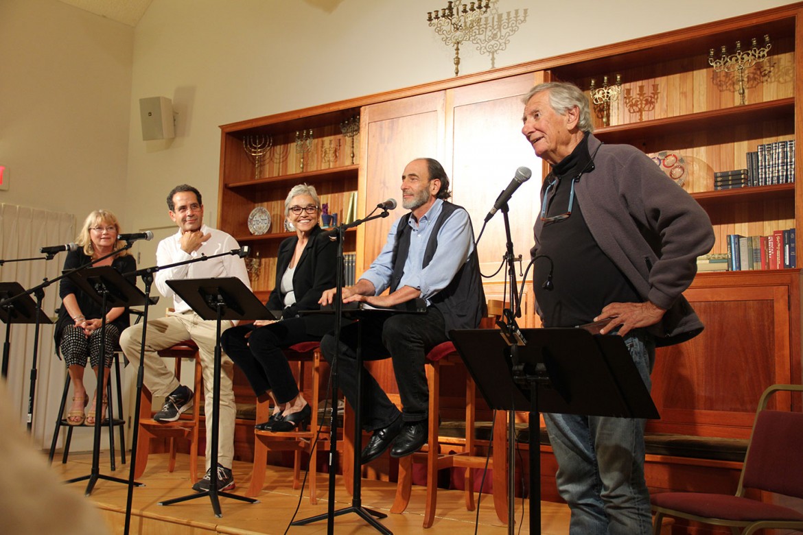 A reading of Robert Brustein’s Play Seven Elevens II was part of the Martha’s Vineyard Playhouse’s Monday Night Specials in 2012. Left to right: Karen MacDonald, Tony Shalhoub, Brooke Adams, Will LeBow, Robert Brustein. Photo by MJ Bruder Munafo