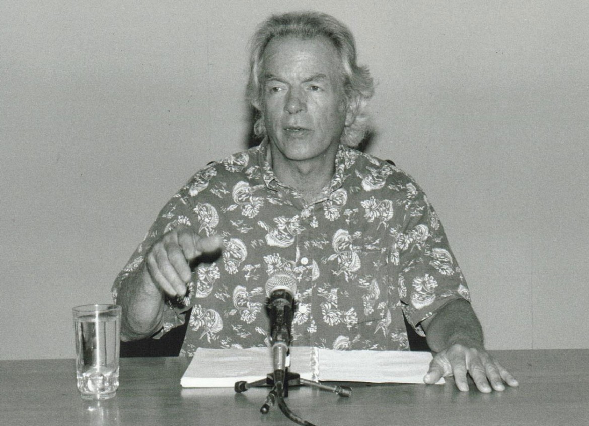Spalding Gray performing Morning, Noon and Night at the Vineyard Playhouse in 1999. Photo by Sally Cohn