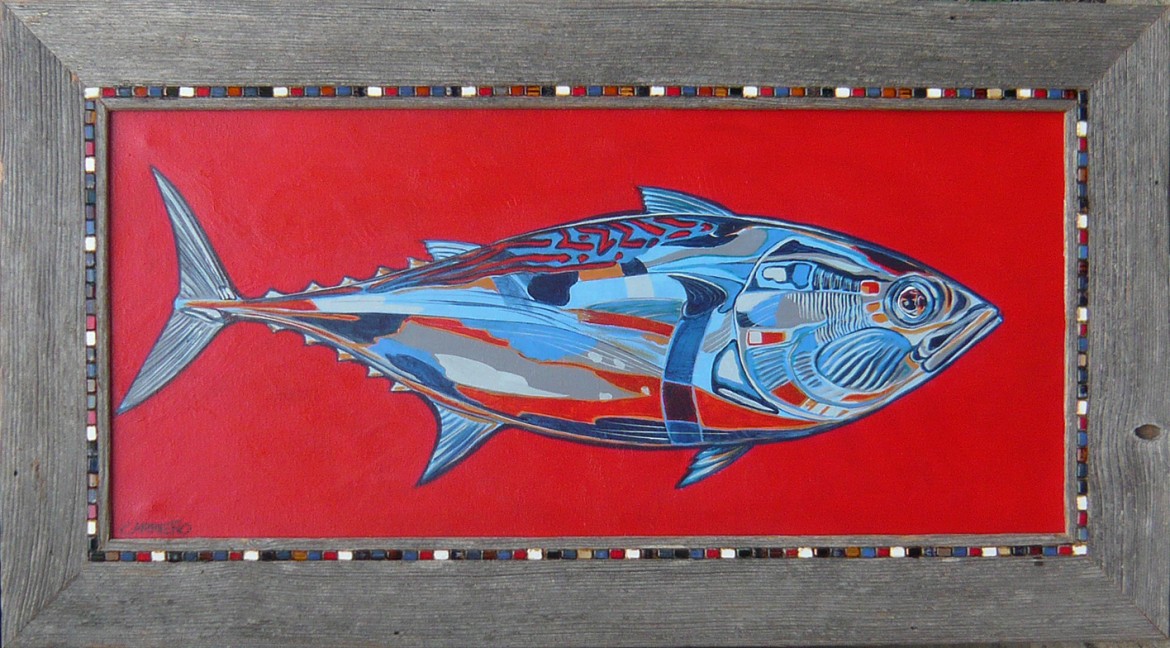 Stephanie Wolf and Alejandro Carreño collaborate to create  hand-beaded frames for Carreño's paintings. 