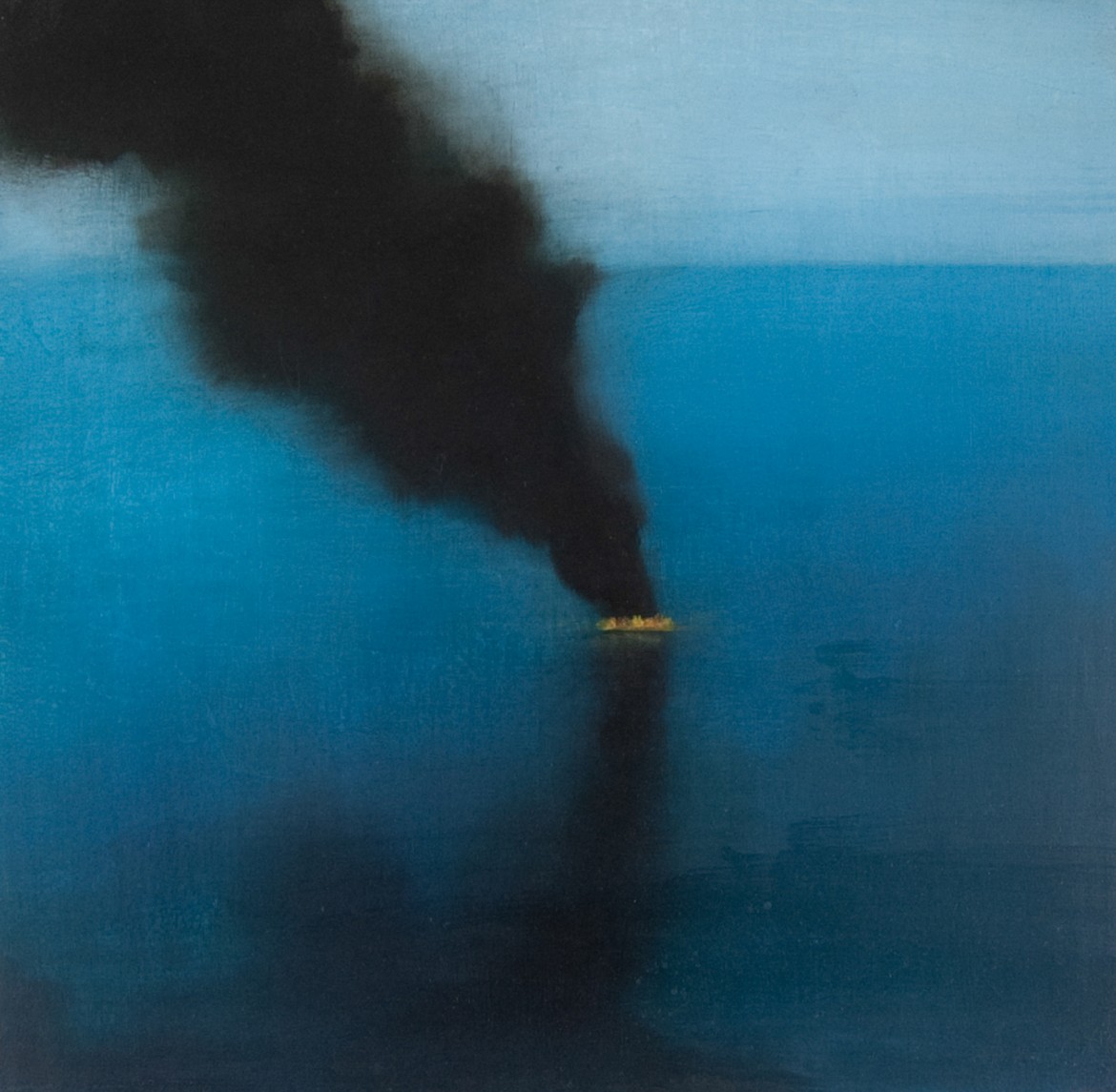 Susan Metzger, Not Stopping, oil on birch, 12 x 12"