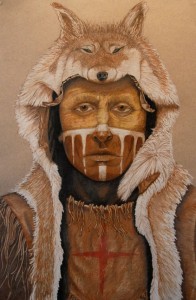 Gordon Moore, Coyote, colored pencil, 19 x 12.5 “