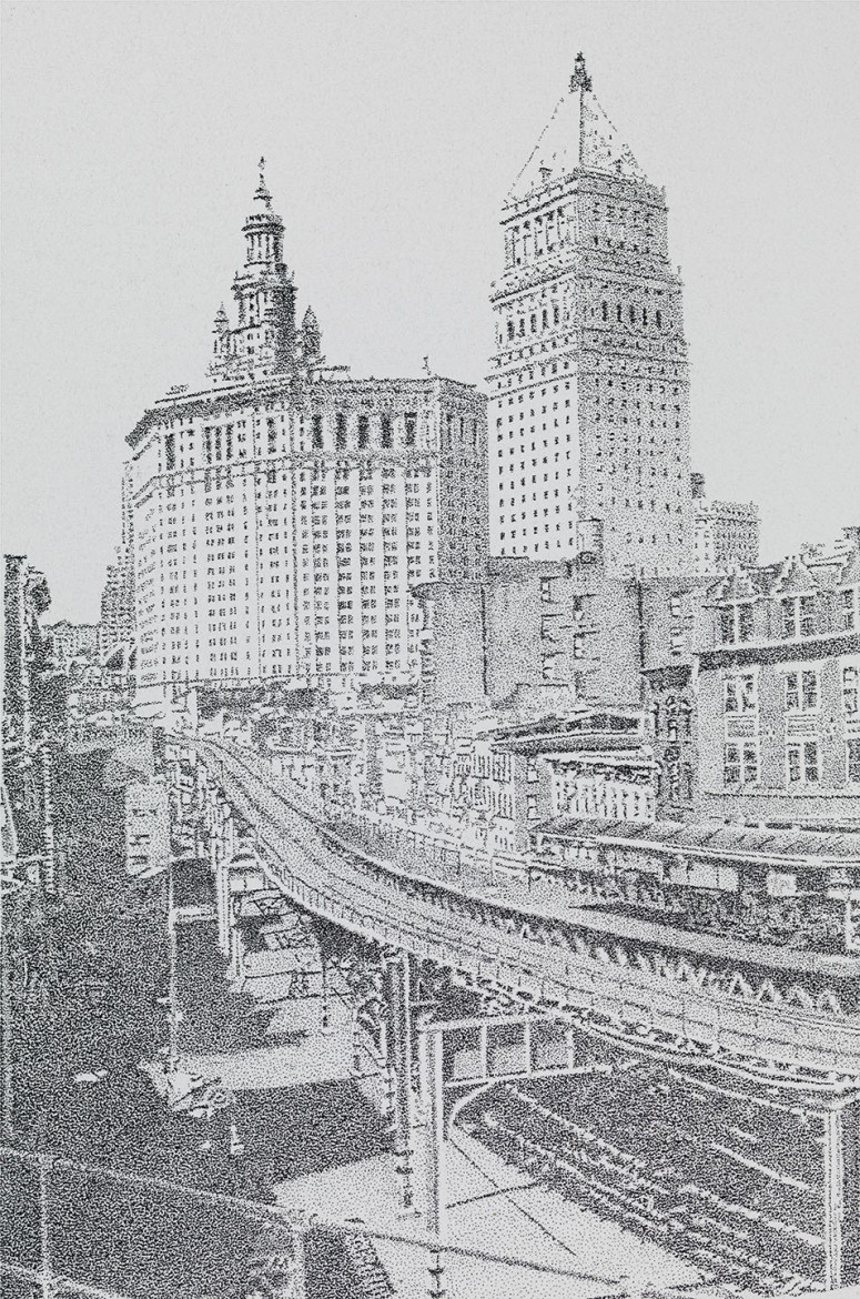 Elevated Railway, pen and ink