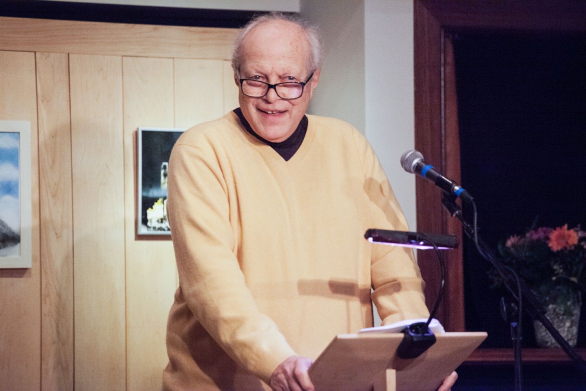 Gaston Vadasz read an excerpt from his memoirs in progress about his childhood experience of the 1956 Hungarian revolution.